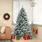 6 Feet Flocked Christmas Tree with Warm White LED Lights and 752 Mixed Branch Tips